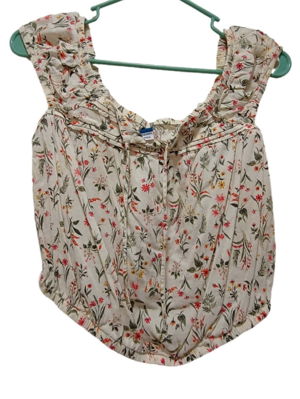 Old Navy Cream Floral Ruffle Strap Camisole